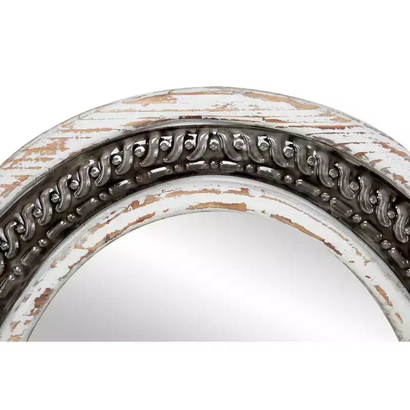 Miroir mural trèfle en bois incrustation de fer baroque blanc, aucun assemblage requis