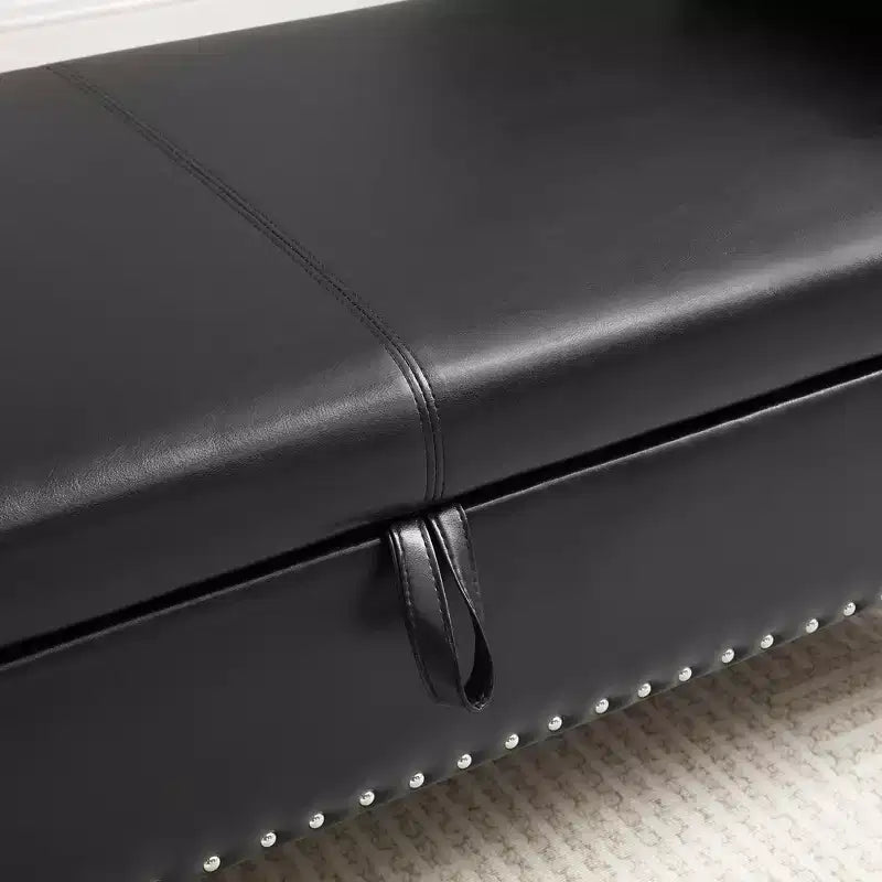 Banc de Rangement en Velours avec Boutons Touffetés et Clous Décoratifs, Pouf de Rangement avec Pieds en Bois et 1 Oreiller, Banc de Rangement de Bout de Lit