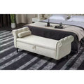 Banc de Rangement en Velours avec Boutons Touffetés et Clous Décoratifs, Pouf de Rangement avec Pieds en Bois et 1 Oreiller, Banc de Rangement de Bout de Lit