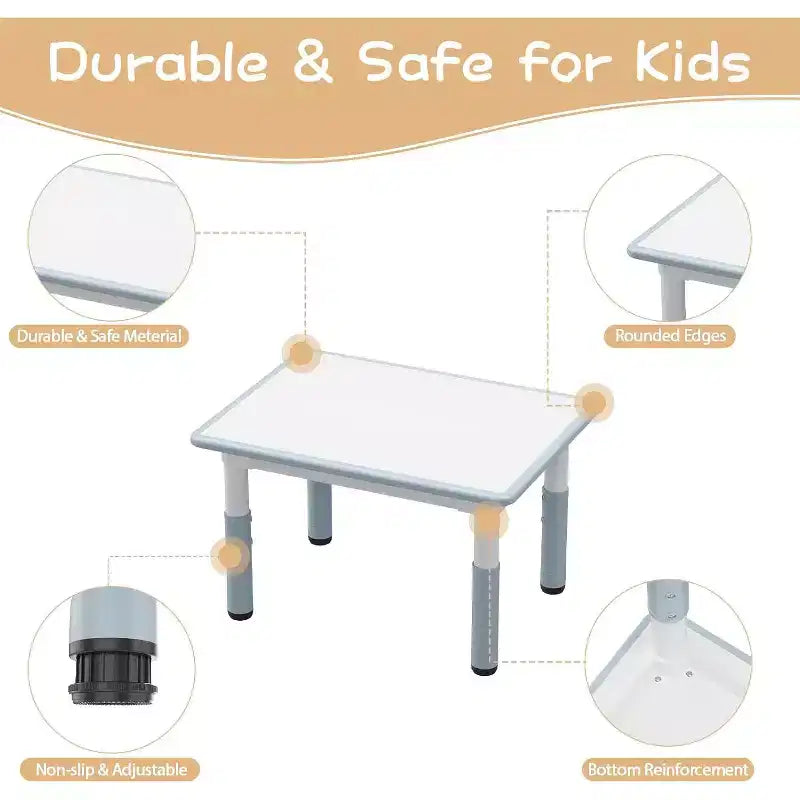 Table enfant avec chaise, réglable en hauteur, avec plateau en graphite, table enfant avec 4 chaises pour maternelle crèche, chaise ergonomique