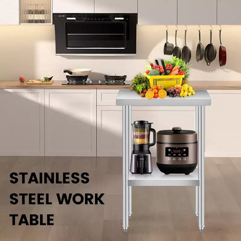 Table de travail en acier inoxydable 30 x 24 pouces avec étagère inférieure