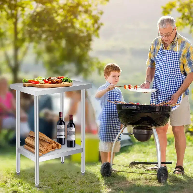 Table de travail en acier inoxydable 30 x 24 pouces avec étagère inférieure