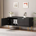 Shoe Cabinet, Fluted Entryway Bench with 2 Doors, Shoe Storage Bench for Hallway, Living Room, Bedroom
