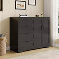 43.3 Inch Black Storage Dresser with 4 Drawers and Hanging Rod, Multifunctional Organizer for Bedroom, Easy Assembly