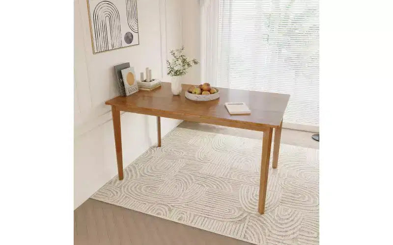 Table de cuisine rectangulaire pour 4 à 6 personnes, Table à manger minimaliste avec cadre en bois, Table de salle à manger multifonctionnelle pour bureau, salon