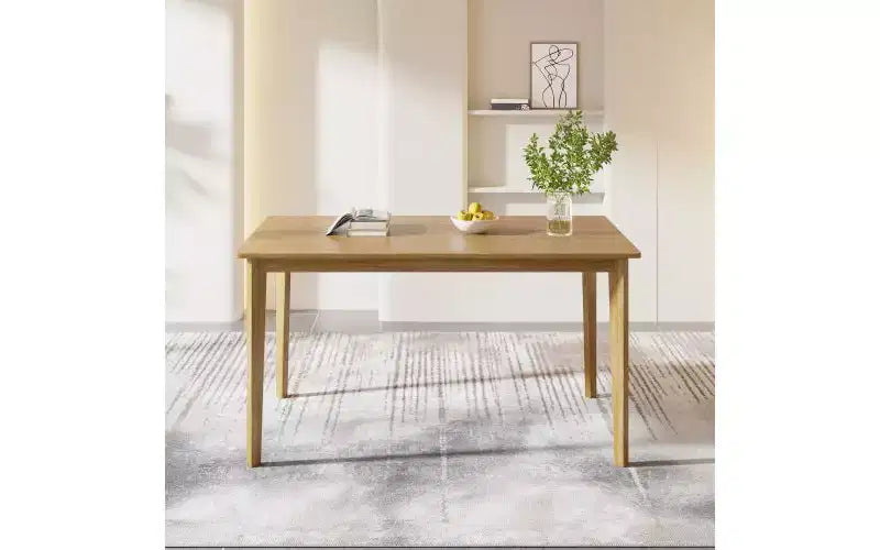 Table de cuisine rectangulaire pour 4 à 6 personnes, Table à manger minimaliste avec cadre en bois, Table de salle à manger multifonctionnelle pour bureau, salon