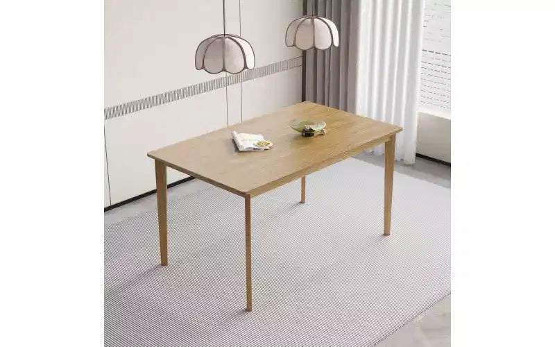 Table de cuisine rectangulaire pour 4 à 6 personnes, Table à manger minimaliste avec cadre en bois, Table de salle à manger multifonctionnelle pour bureau, salon