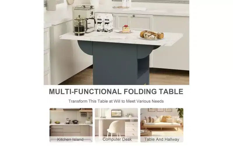 Table à manger mobile en bois avec roulettes, table de cuisine pliante avec rangement, table d'appoint multifonctionnelle pour table basse, îlot de cuisine