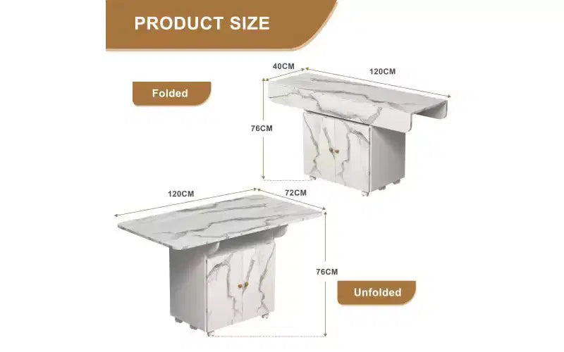 Table à manger mobile en bois avec roulettes, table de cuisine pliante avec rangement, table d'appoint multifonctionnelle pour table basse, îlot de cuisine