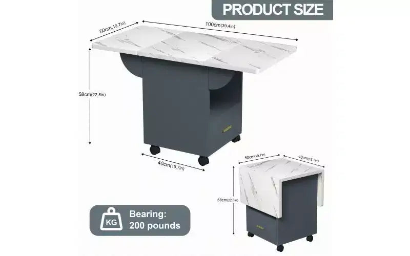 Table à manger mobile en bois avec roulettes, table de cuisine pliante avec rangement, table d'appoint multifonctionnelle pour table basse, îlot de cuisine