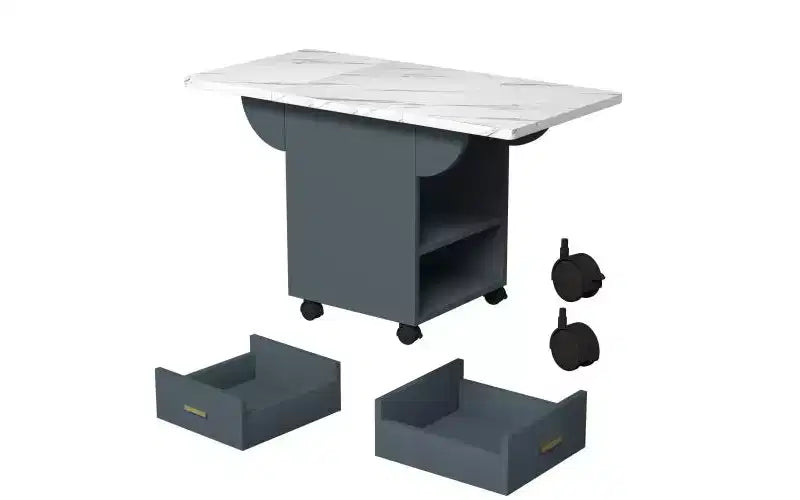 Table à manger mobile en bois avec roulettes, table de cuisine pliante avec rangement, table d'appoint multifonctionnelle pour table basse, îlot de cuisine