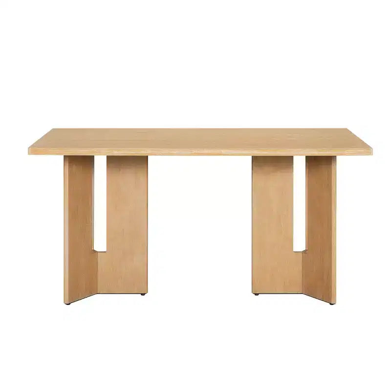 Table à manger rectangulaire de 60 pouces, Table de salle à manger en bois de style ferme avec pieds de table découpés