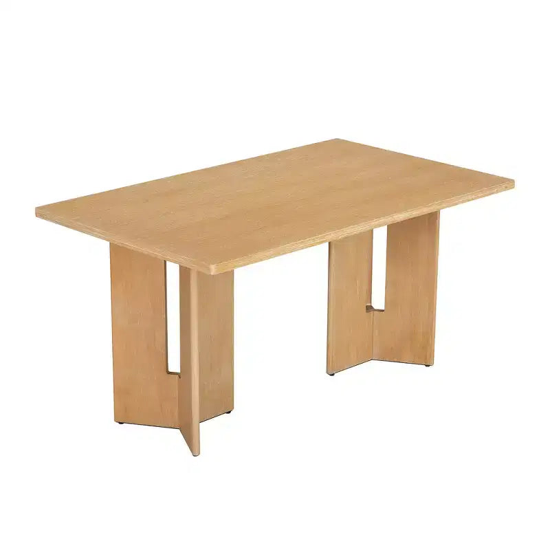 Table à manger rectangulaire de 60 pouces, Table de salle à manger en bois de style ferme avec pieds de table découpés