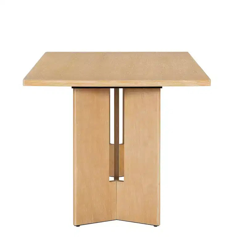 Table à manger rectangulaire de 60 pouces, Table de salle à manger en bois de style ferme avec pieds de table découpés