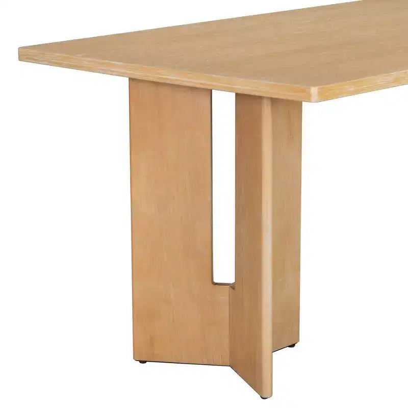 Table à manger rectangulaire de 60 pouces, Table de salle à manger en bois de style ferme avec pieds de table découpés