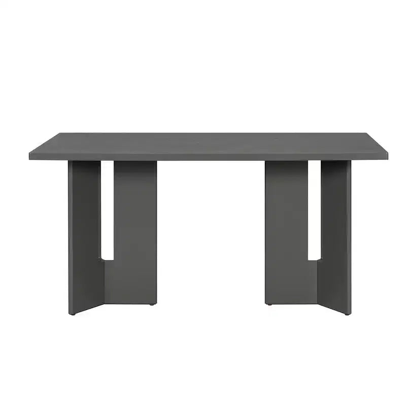 Table à manger rectangulaire de 60 pouces, Table de salle à manger en bois de style ferme avec pieds de table découpés