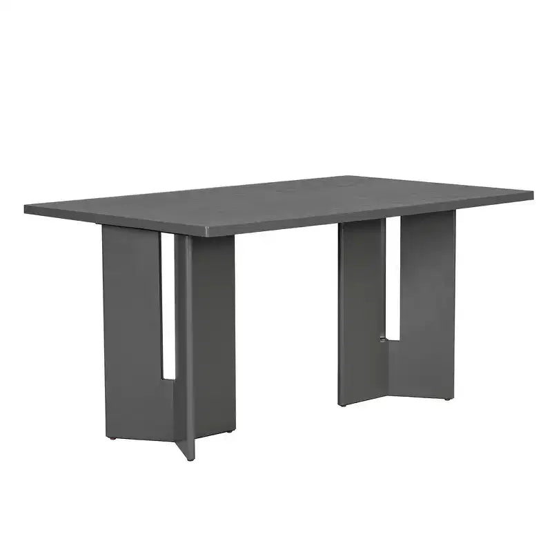 Table à manger rectangulaire de 60 pouces, Table de salle à manger en bois de style ferme avec pieds de table découpés