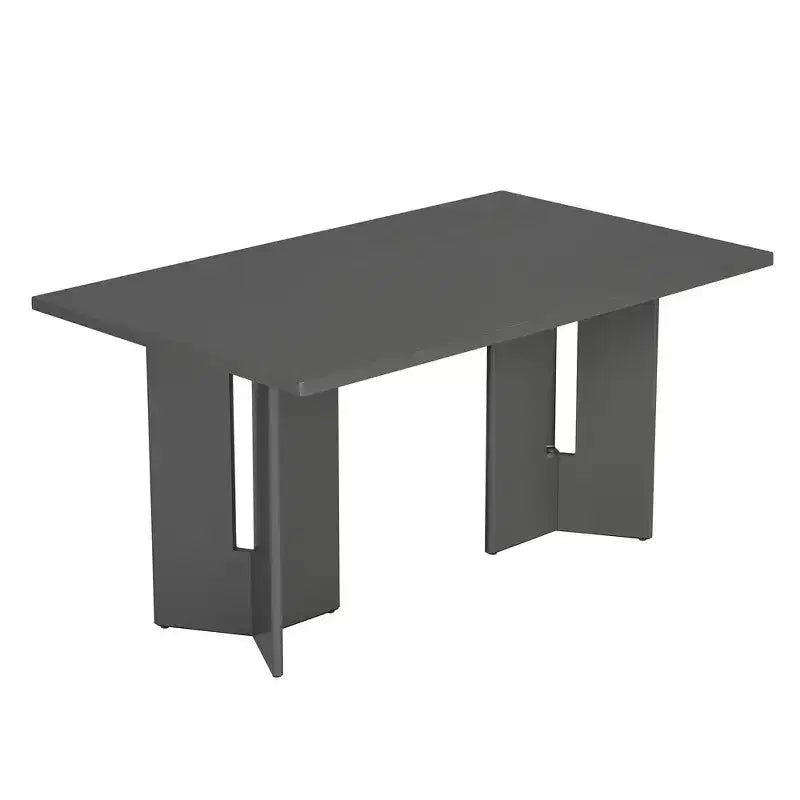 Table à manger rectangulaire de 60 pouces, Table de salle à manger en bois de style ferme avec pieds de table découpés