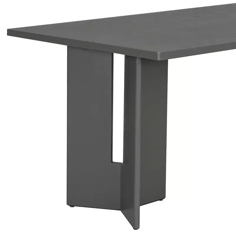 Table à manger rectangulaire de 60 pouces, Table de salle à manger en bois de style ferme avec pieds de table découpés