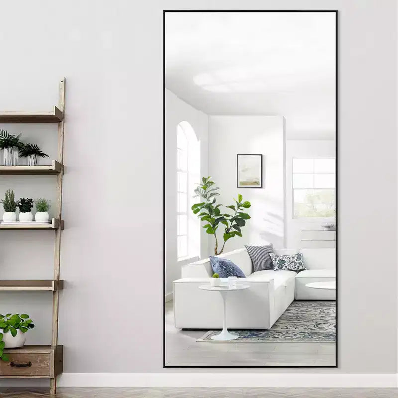 Miroir sur pied grande taille 71x32 encadré noir