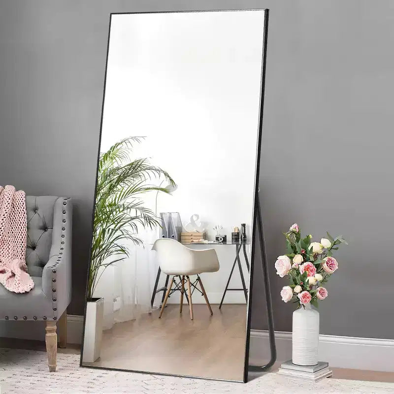 Miroir sur pied grande taille 71x32 encadré noir