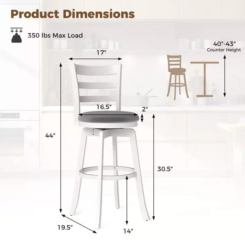 Tabourets de bar pivotants de 30,5'' avec dossier et assise rembourrée, repose-pieds pour pub