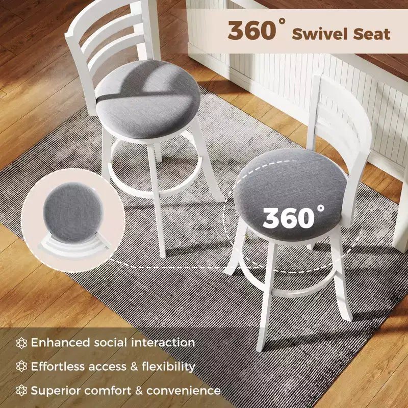 Tabourets de bar pivotants de 30,5'' avec dossier et assise rembourrée, repose-pieds pour pub