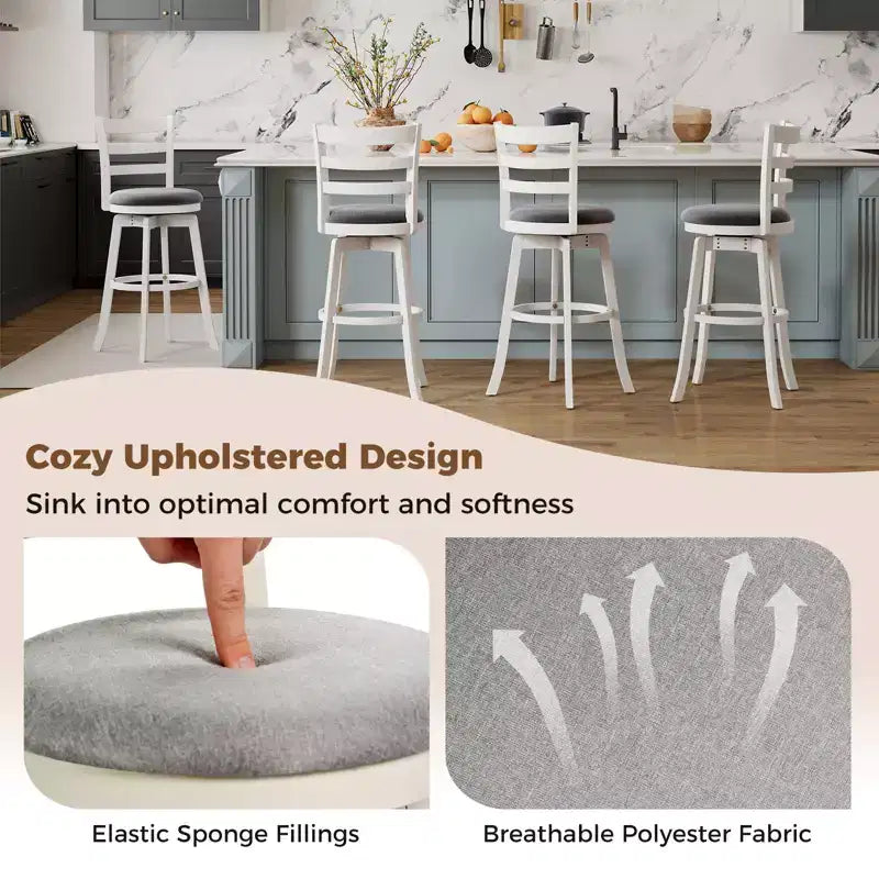 Tabourets de bar pivotants de 30,5'' avec dossier et assise rembourrée, repose-pieds pour pub