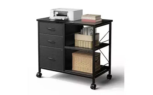 MAYEERTY 3-Layer Mobile Filing Cabinet, Printer Stand with Drawers Back Support Strips for Office