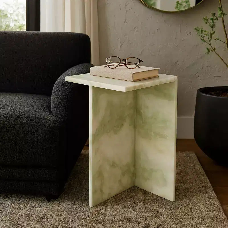 Table d'appoint chic, guéridon ou petite table de chevet pour la décoration intérieure - Table d'appoint carrée en marbre parfaite pour la décoration de la chambre ou du salon