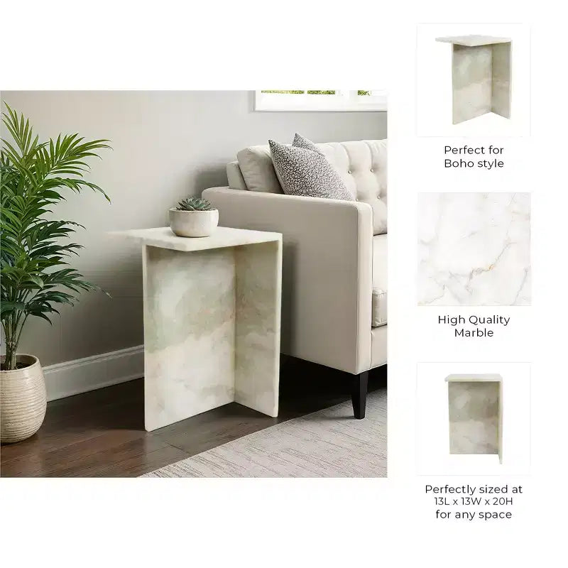 Table d'appoint chic, guéridon ou petite table de chevet pour la décoration intérieure - Table d'appoint carrée en marbre parfaite pour la décoration de la chambre ou du salon