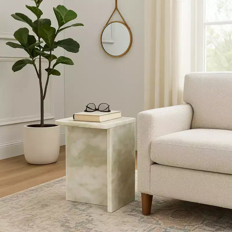 Table d'appoint chic, guéridon ou petite table de chevet pour la décoration intérieure - Table d'appoint carrée en marbre parfaite pour la décoration de la chambre ou du salon