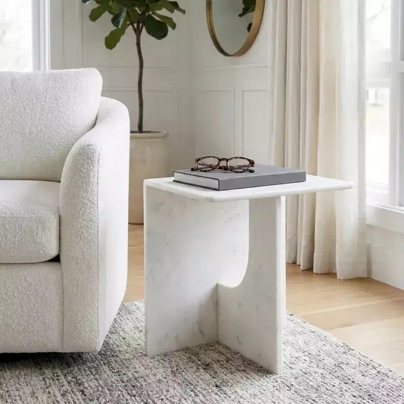 Table d'appoint chic, guéridon ou petite table de chevet pour la décoration intérieure - Table d'appoint carrée en marbre parfaite pour la décoration de la chambre ou du salon
