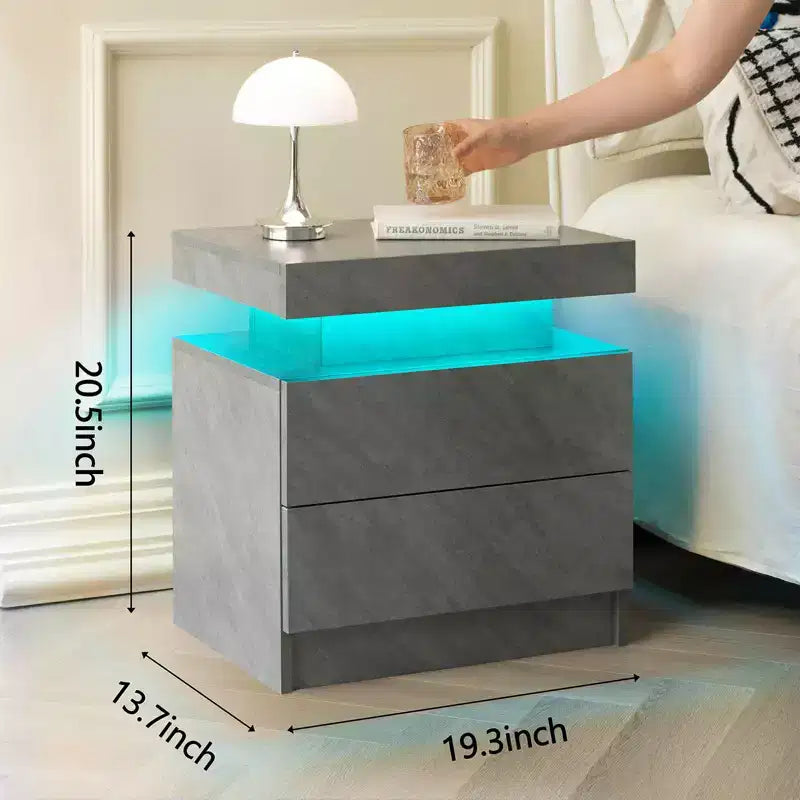 Table de chevet avec 2 tiroirs Table d'appoint moderne pour chambre Gris foncé
