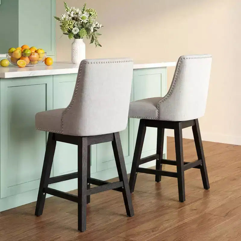Chaise de bar de cuisine de style moderne, hauteur de bar 36 pouces, tissu lin, rotative