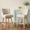 Dyonery modern style kitchen countertop bar chair, 36-inch high bar, linen fabric, rotatable, set of four
