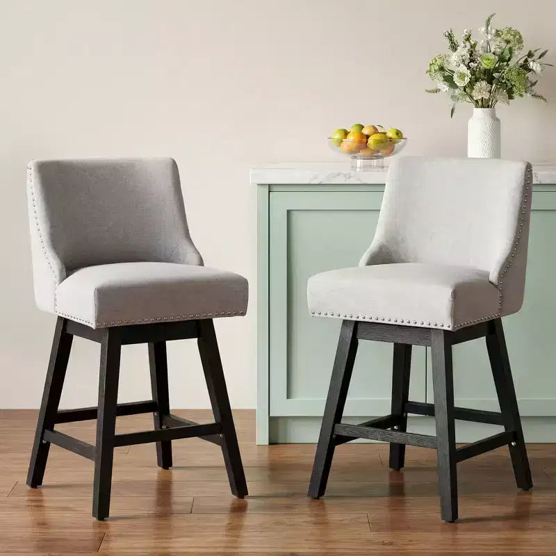 Chaise de bar de cuisine de style moderne, hauteur de bar 36 pouces, tissu lin, rotative