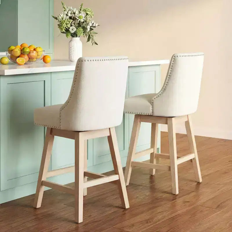 Chaise de bar de cuisine de style moderne, hauteur de bar 36 pouces, tissu lin, rotative