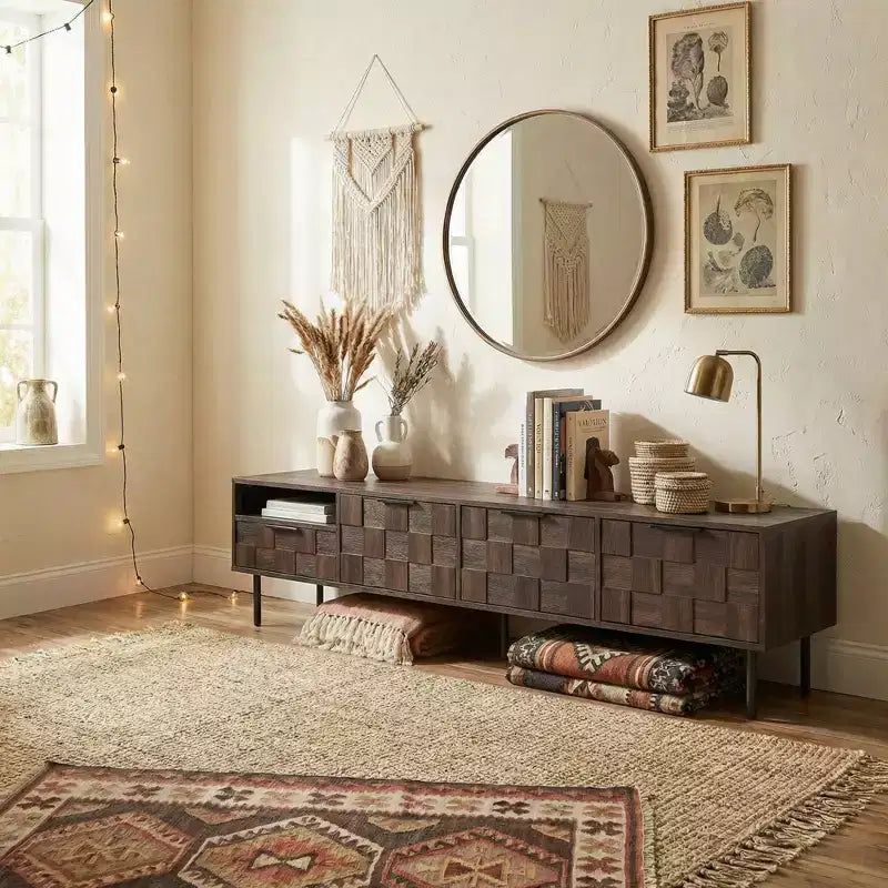 Meuble TV moderne du milieu du siècle de 78 pouces pour téléviseurs de 65+ pouces, console TV avec armoires de rangement pour salon, meuble de rangement pour centre de divertissement