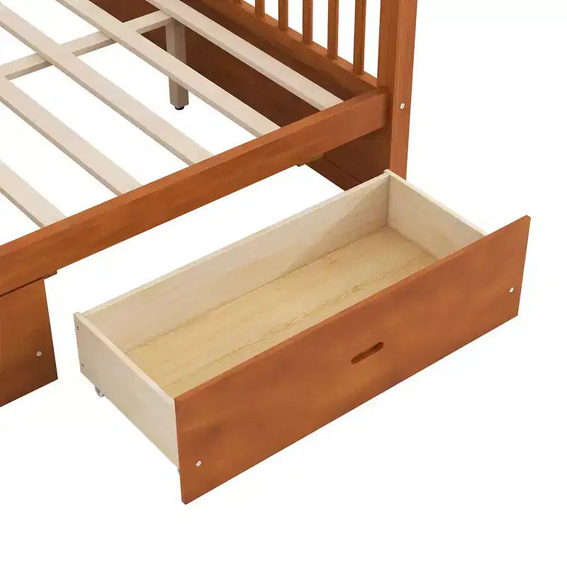 Cadre de lit à baldaquin en bois de taille Queen avec 2 tiroirs de rangement intégrés, construction robuste et durable