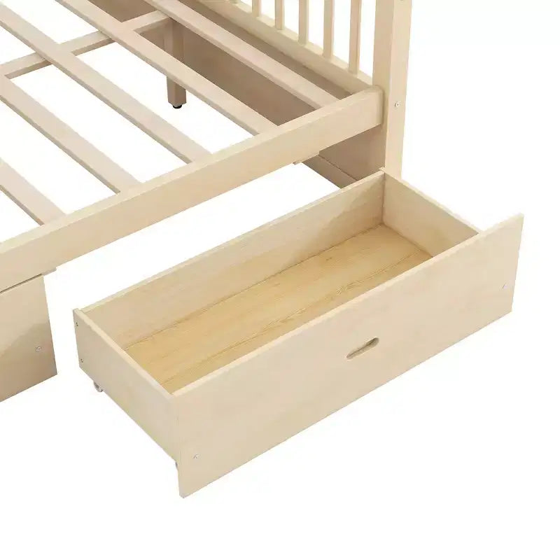 Cadre de lit à baldaquin en bois de taille Queen avec 2 tiroirs de rangement intégrés, construction robuste et durable