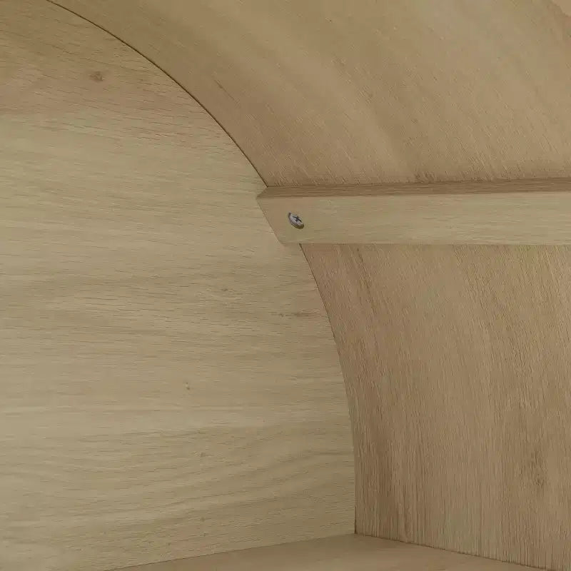 70 Armoire de présentation moderne arquée avec portes vitrées, Meuble de rangement de cuisine naturel pour la salle à manger ou le salon