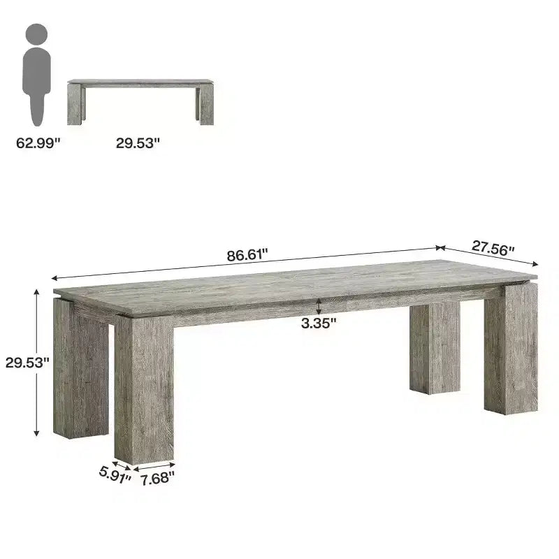 Table à manger moderne, table de cuisine extra longue pour 6-8 personnes