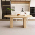 Table à manger ovale de style campagnard, Table de cuisine sur pied en lattes de bois avec capacité de charge de 150 kg, Table de salle à manger polyvalente