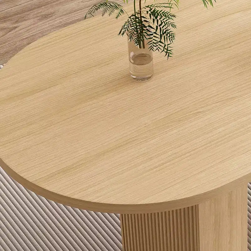 Table à manger ovale de style campagnard, Table de cuisine sur pied en lattes de bois avec capacité de charge de 150 kg, Table de salle à manger polyvalente