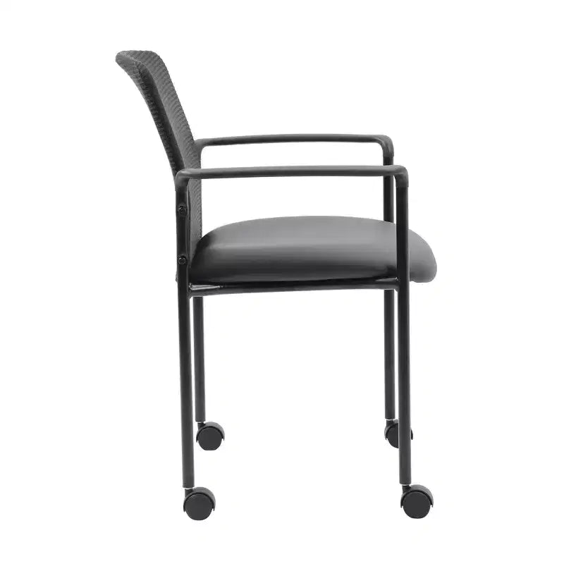 Chaise visiteur maillée à accoudoirs fixes et structure métallique - : Empilable, Dossier respirant