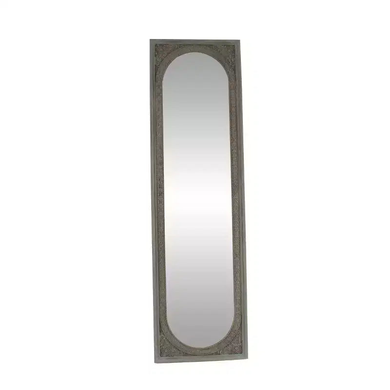 Olivia & May Natural Wood Console Mirror Brown: Bohemian Style, Rectangular, No Assembly Required