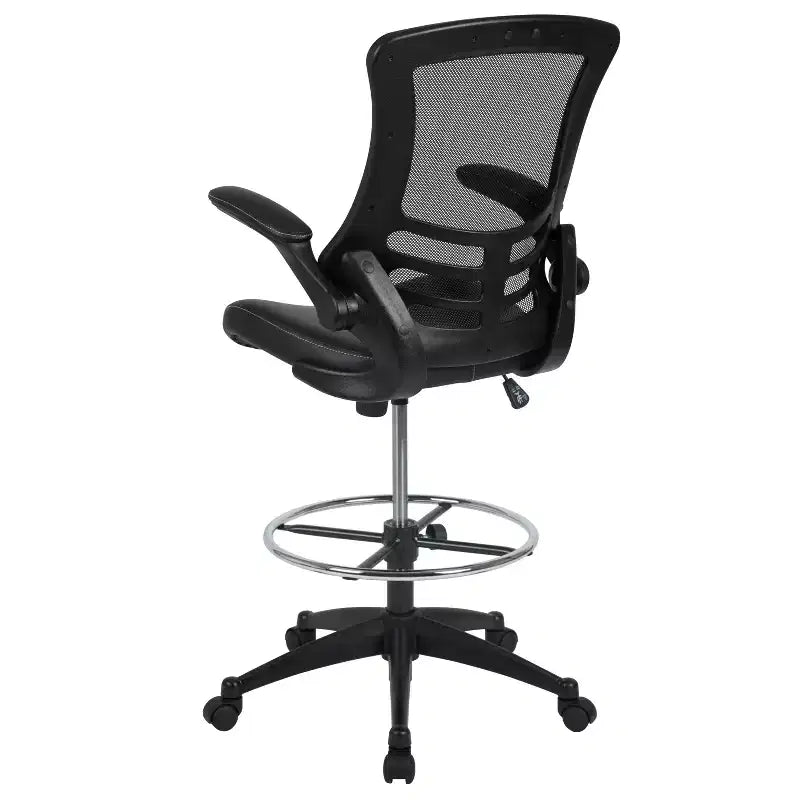 Chaise de bureau ergonomique mi-dossier en maille avec anneau repose-pieds et accoudoirs relevables