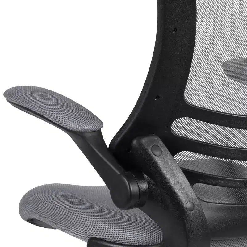 Chaise de bureau ergonomique mi-dossier en maille avec anneau repose-pieds et accoudoirs relevables