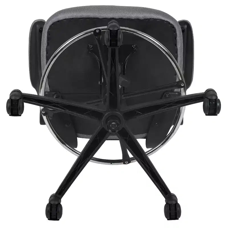 Chaise de bureau ergonomique mi-dossier en maille avec anneau repose-pieds et accoudoirs relevables
